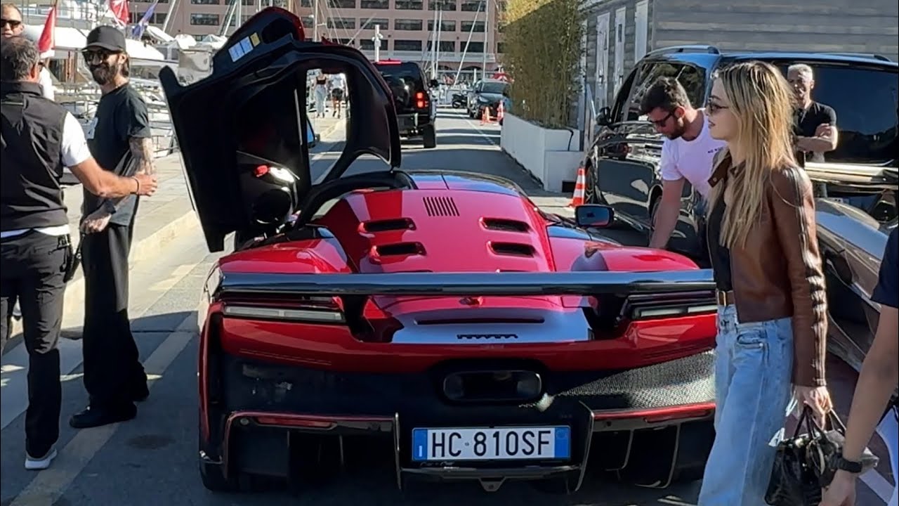 Leonardo Maria Del Vecchio driving past His New Ferrari F80 & New No Rush Superyact @emman25MC