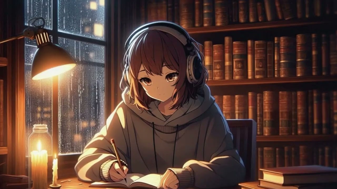 Dark Academia Rainy Study Room – 2 Hour Relaxing Lofi