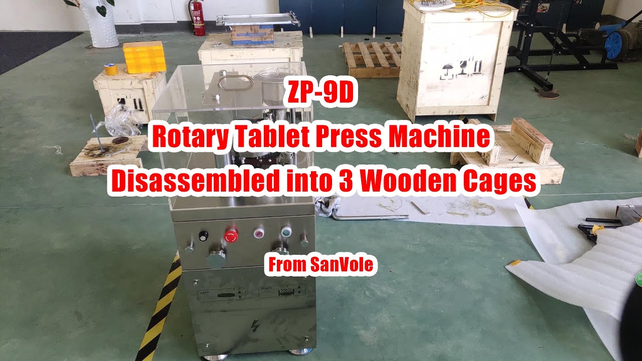 ZP-9D Rotary Tablet Press Machine Disassembled into 3 Wooden Cages from SanVole