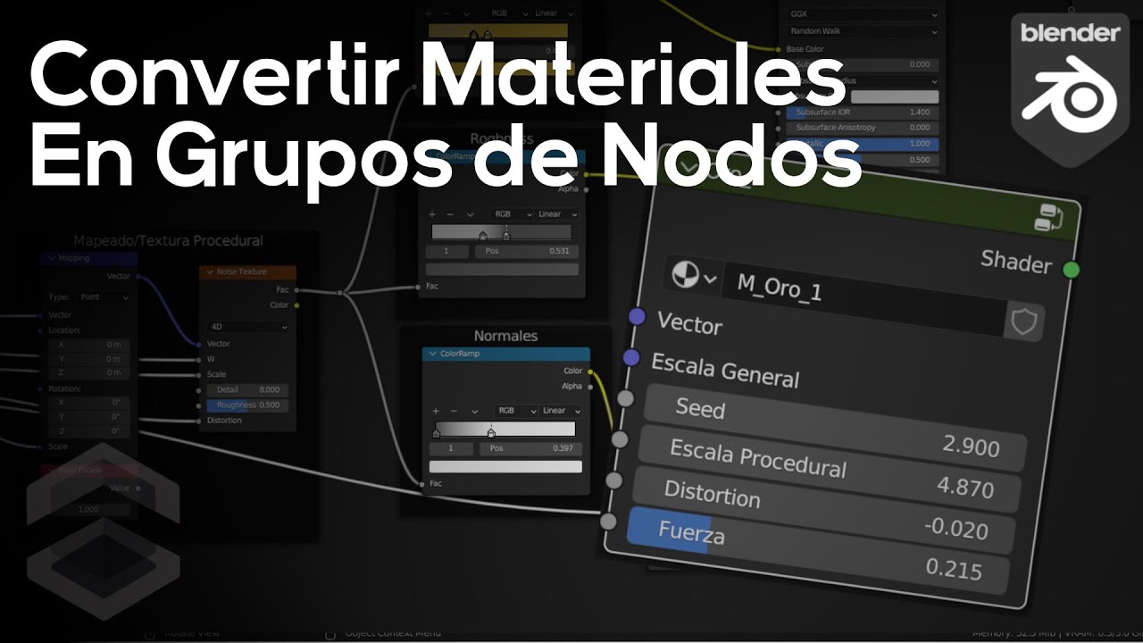 (2/3) Convertir Materiales en Grupos de Nodos en Blender 3.2 - Shading Nodes