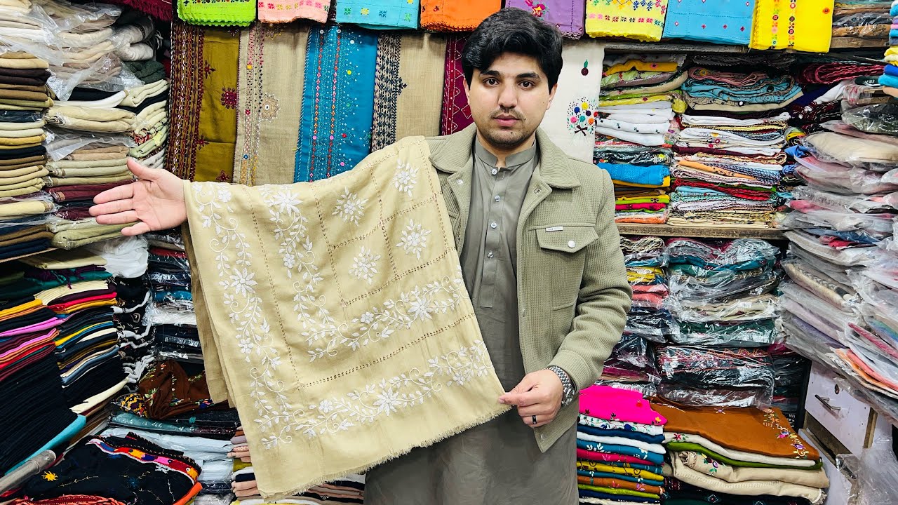 Woolen hand embroidery shawl #quetta 