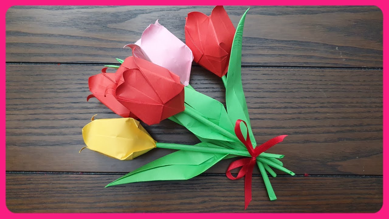 How To Make Paper Tulips | Easy Simple Flower Origami | #origami #diy #flowers
