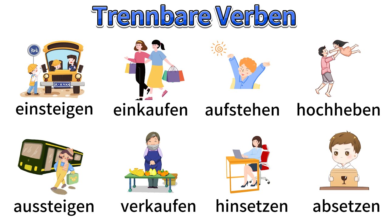Deutsch Lernen| Trennbare Verben| Verben mit Beispielsätzen| Sprechen & Hören| A1-B1