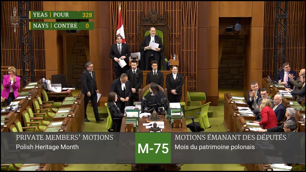 Polish Heritage Month in Canada: Voting session on 7 February 2024 - passing on the M-75 motion