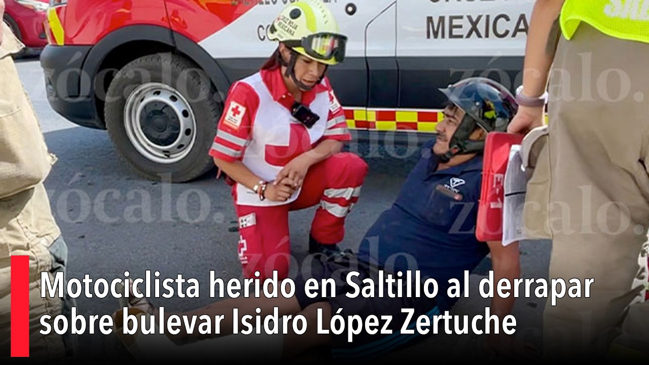 Motociclista herido en Saltillo al derrapar sobre bulevar Isidro López Zertuche