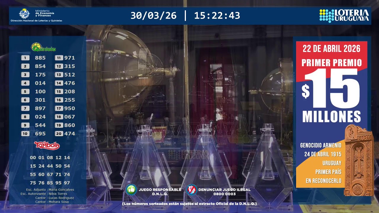 Emisi&oacute;n en directo de Loteria Uruguaya