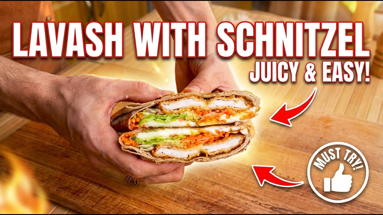 Lavash with crispy schnitzel. Лаваш со Шницелом!