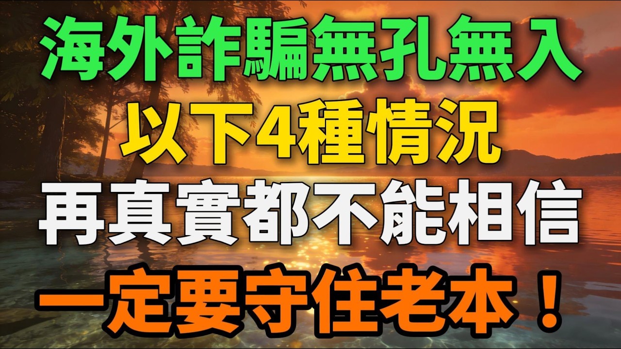 海外詐騙無孔無入，以下4種情況再真實都不能相信，一定要守住老本！【歲月留聲】 #晚年生活 #中老年生活 #防騙指南 #情感故事 #詐騙 #退休生活 #生活經驗 #智慧人生