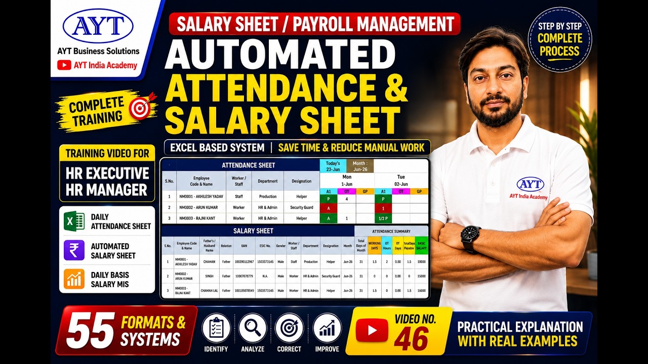 How to Make Automated Salary Sheet in Excel | HR Payroll System Explained || FMS Video No. 46
