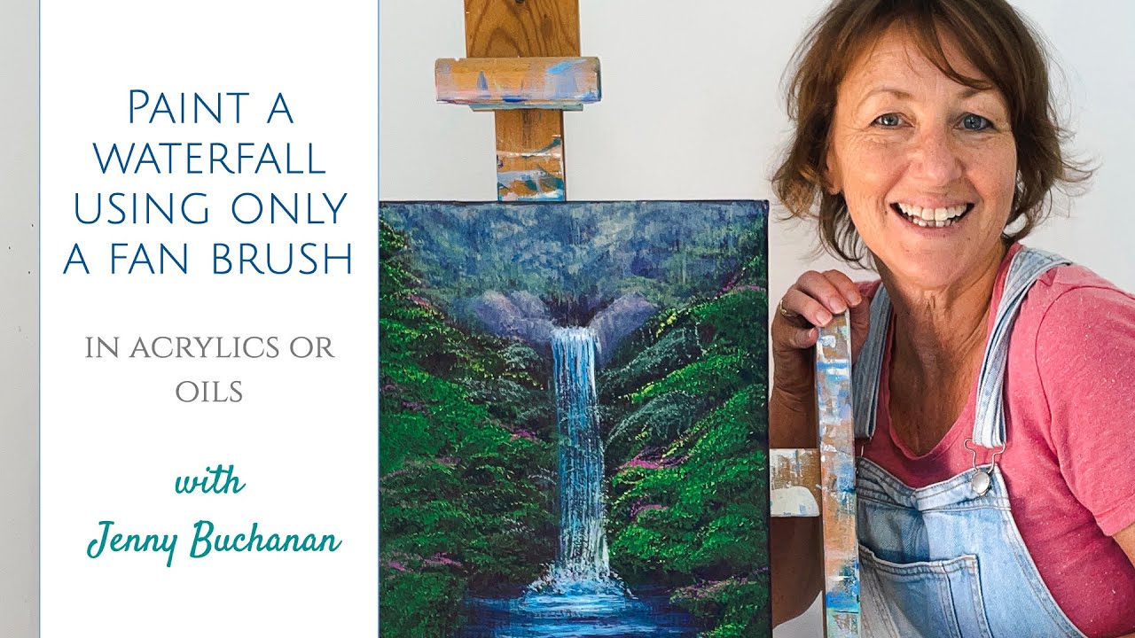 Use a Fan Brush to Paint a Waterfall Scene