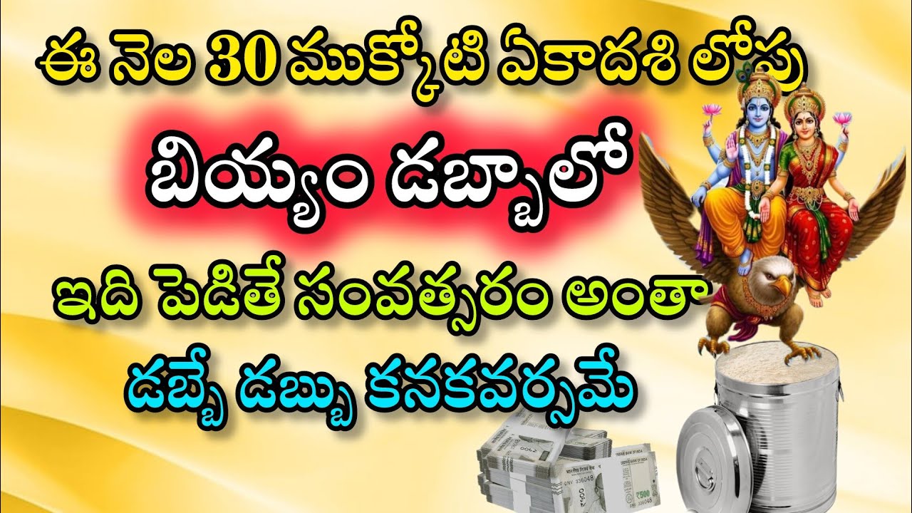 ఈనెల 30 ముక్కోటి ఏకాదశి లోపు బియ్యం డబ్బాలో ఇది పెడితే సంవత్సరం అంతా డబ్బే డబ్బు కనక వర్షమే