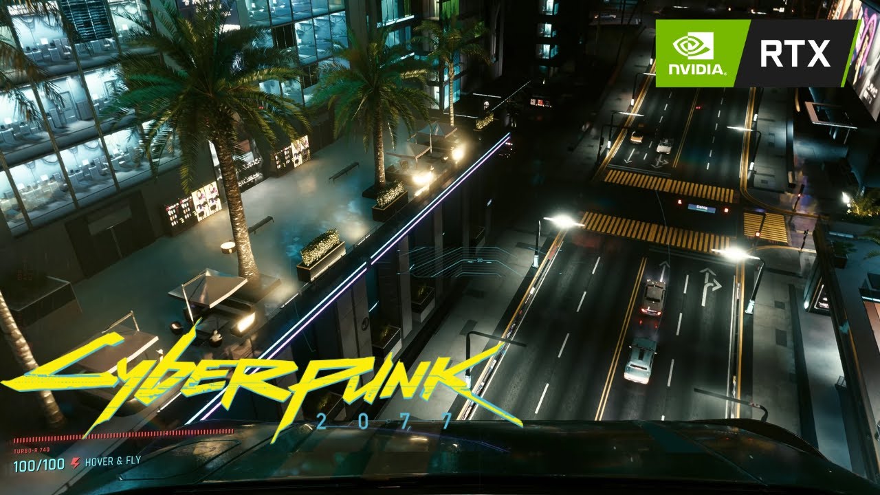 Flying Car Tour in the Rain at Night | Cyberpunk 2077 | 4K Ultra Graphics | Relaxing Ambience
