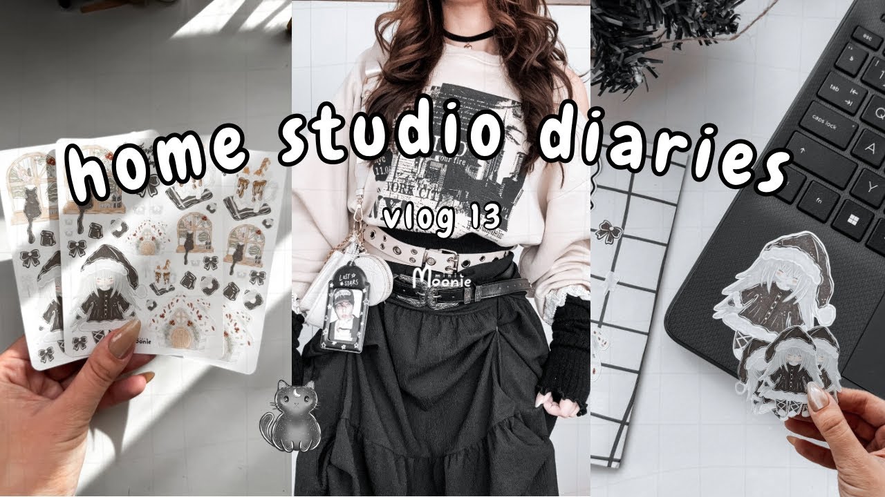 slow week in my home studio 🩶 | making festive freebies, packing orders & other hobbies 🖇️