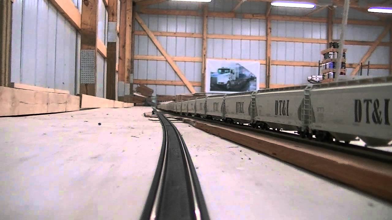 Long Ho Scale DT&I grain train Chased by Camera POV