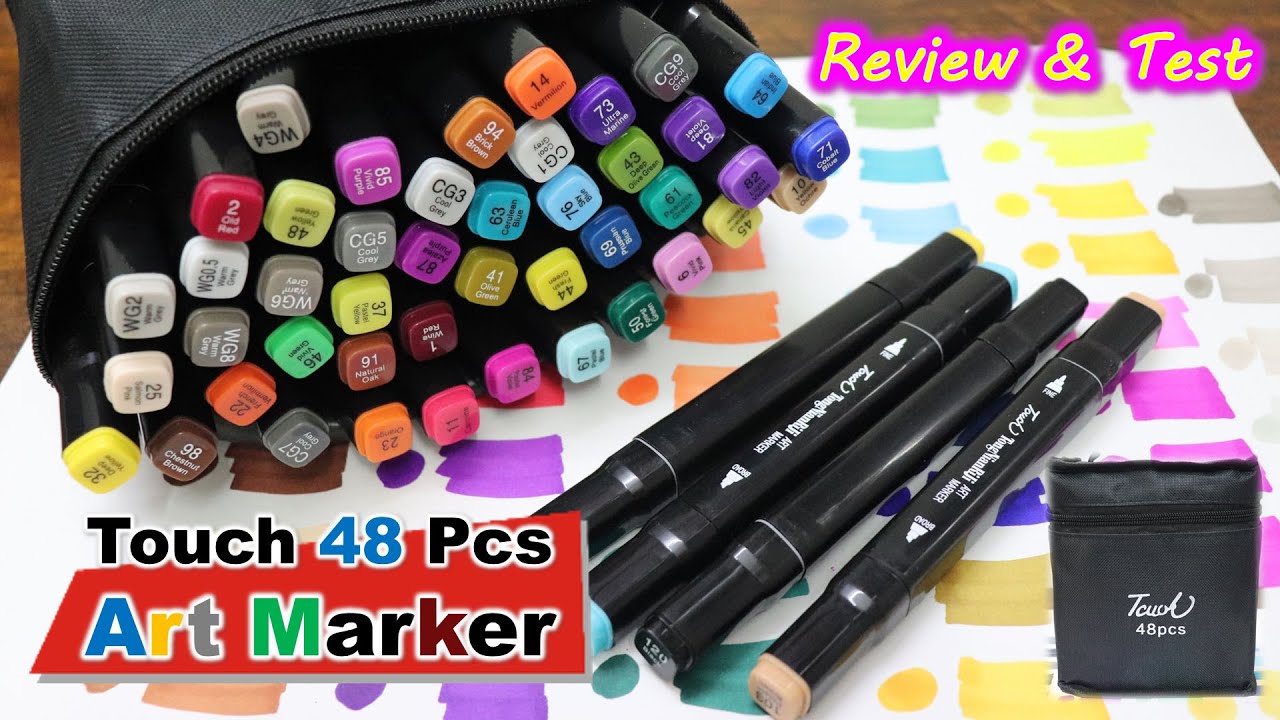 Art Markers Dual Tip Touch 48 Shades Review Test | Water Pen | Drawing Book | Sketch Pen Chisel Tip