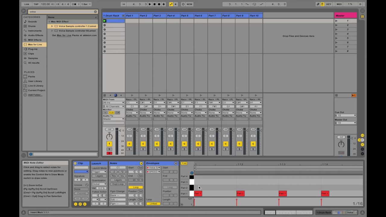 How to control the Korg Volca Sample from a Drum Rack in Ableton Live