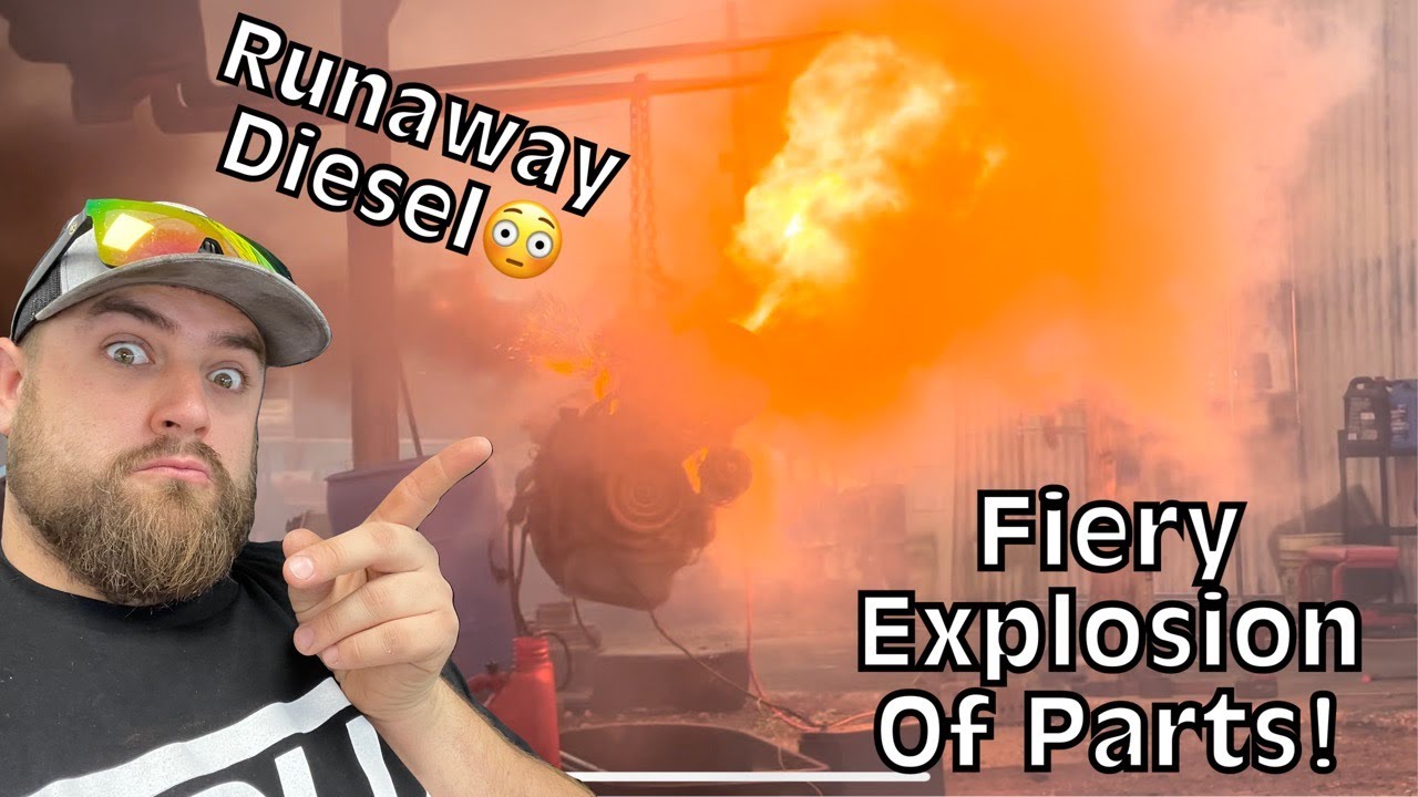 Runaway Diesel Engine Ends in Explosion, Parts Flying over our Heads!