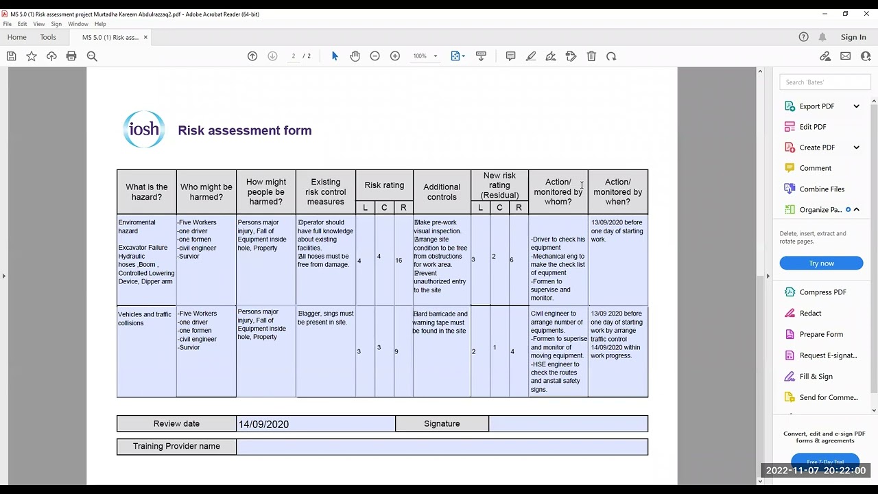كيفية انشاء تقييم المخاطر Risk assessment محاضرة رقم 1