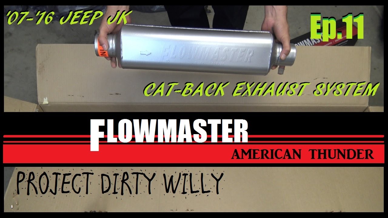 Jeep JK Flowmaster American Thunder Cat back Exhaust Install, Review & Sound! PDW Ep.11