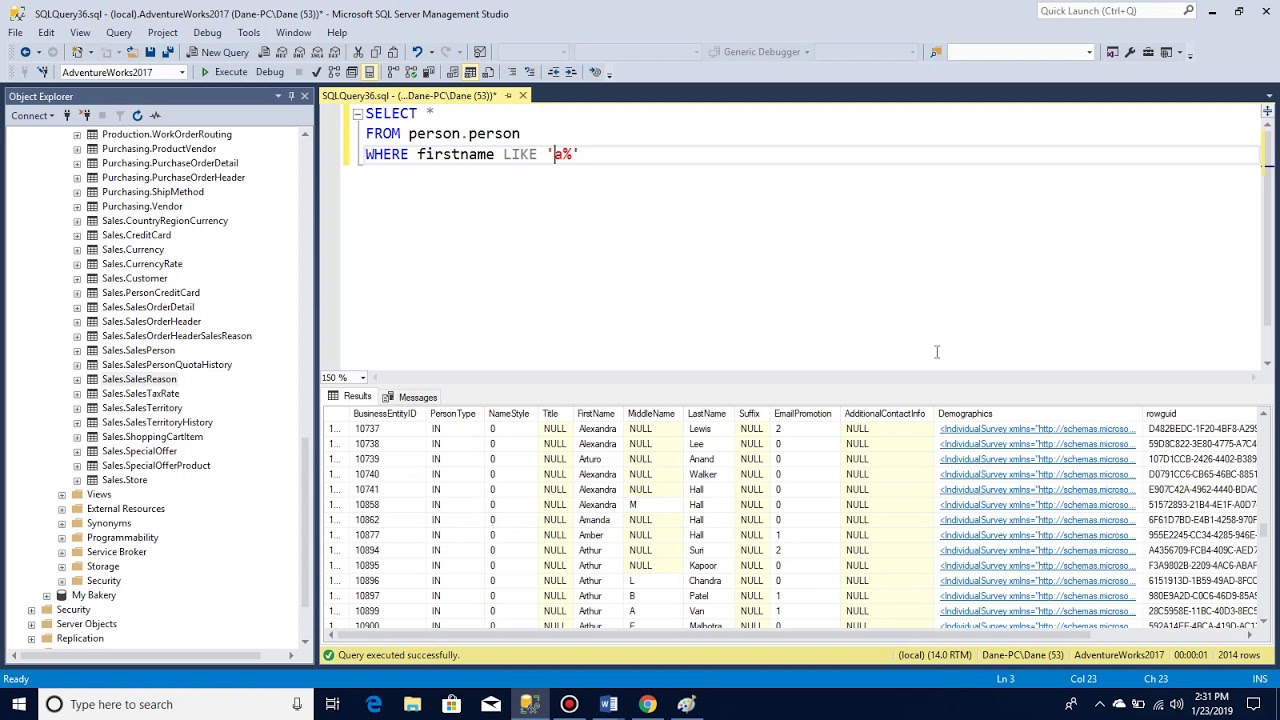 How to use the like clause in SQL