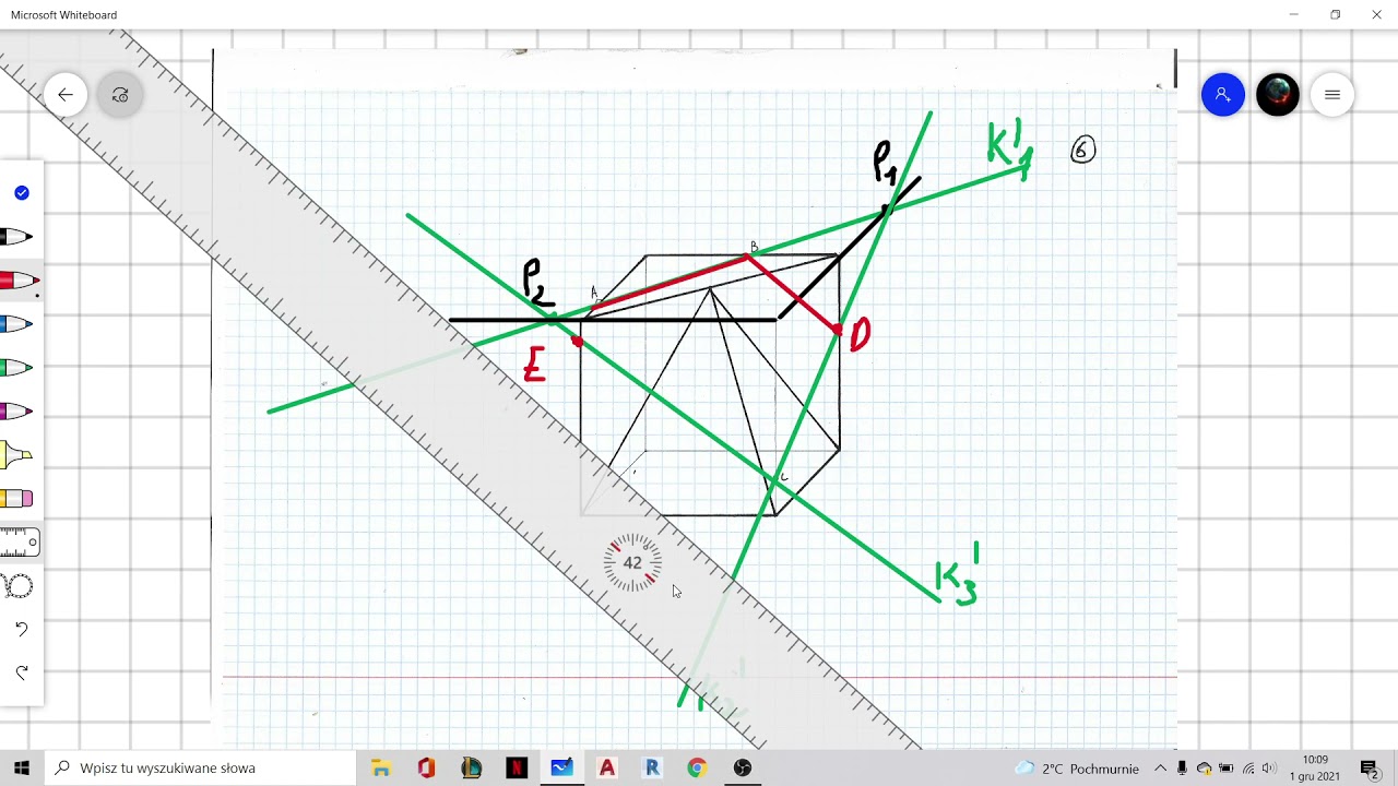 Geometria wykreślna cięcie bryły płaszczyzną cz. 5