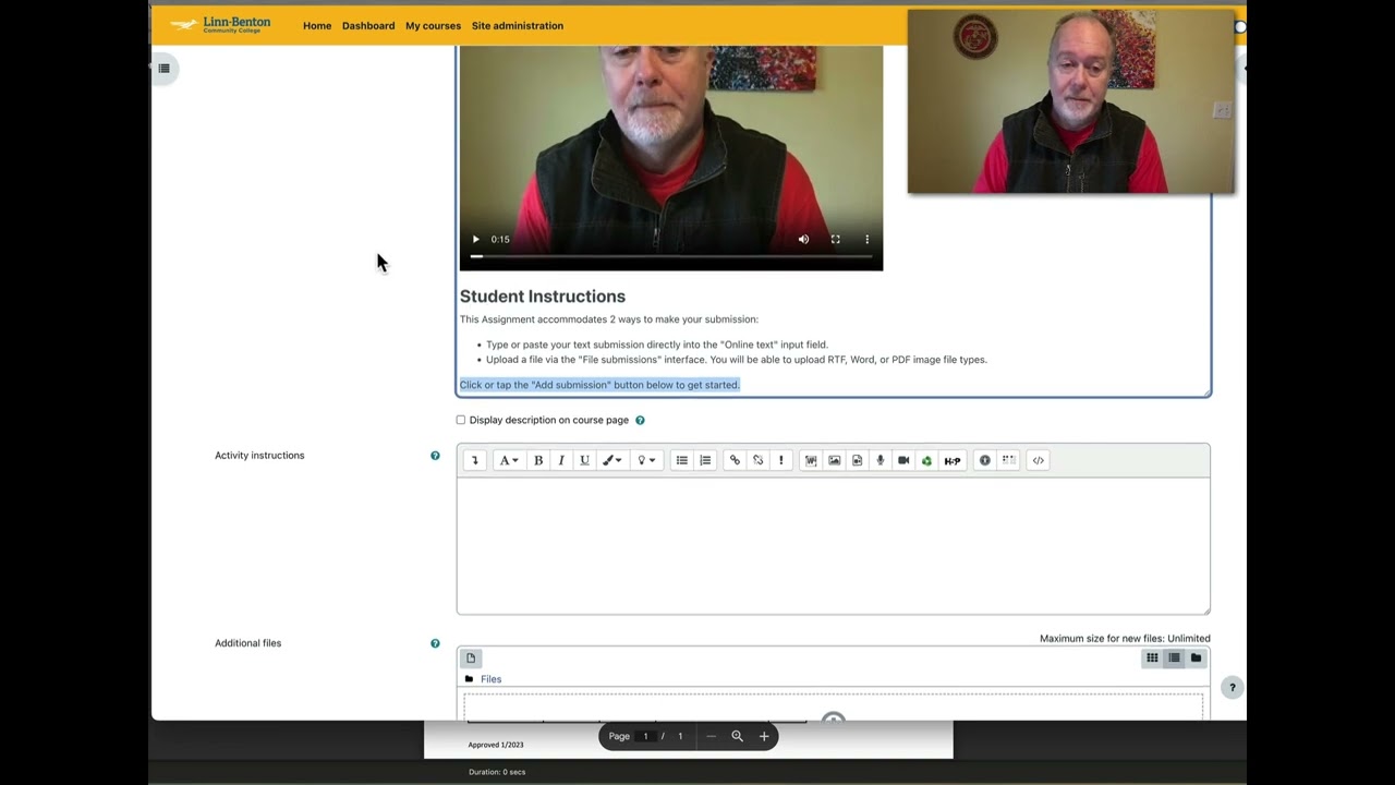 Moodle Assignment Activity Settings Tour
