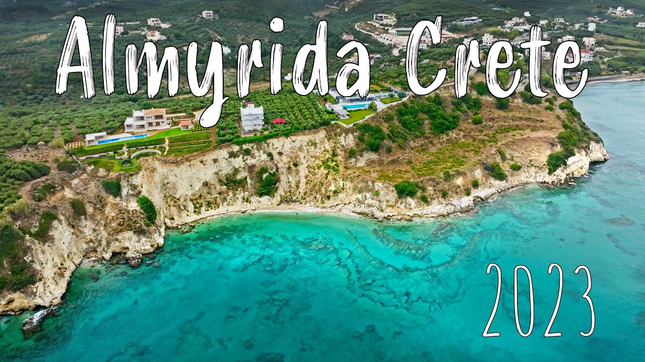 Almyrida Crete, Chania, walking tour 4k | Drone shots | Greece 2023
