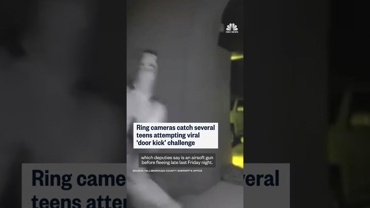 Cameras catch teens attempting viral 'door kick' challenge