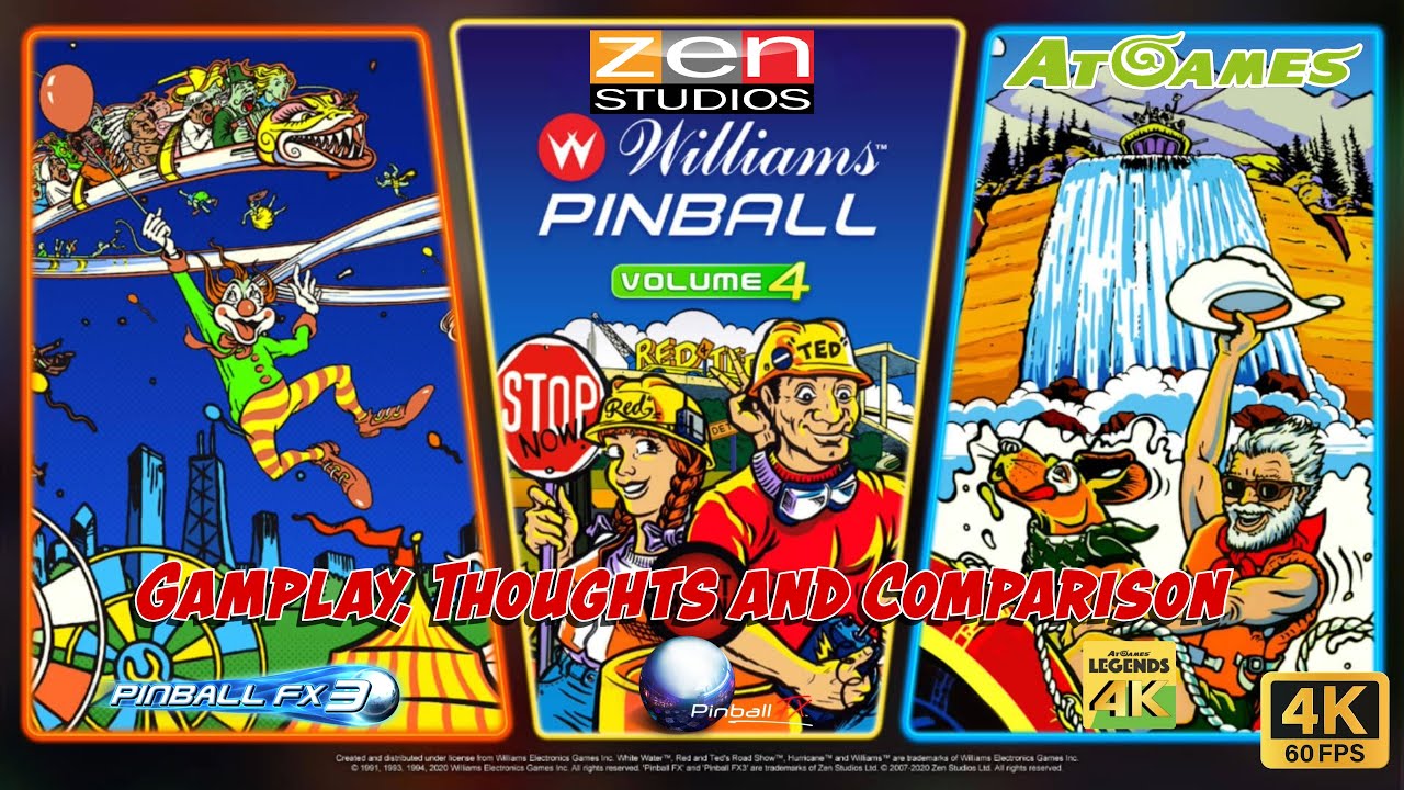 Williams Pinball Volume 4 Pack - White Water, Red & Ted’s Road Show, Hurricane Gameplay & Comparison