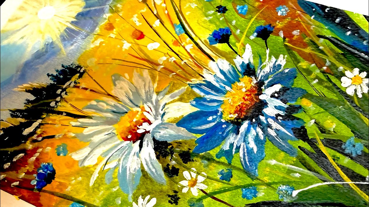 🎨 Яркая акриловая картина с цветами