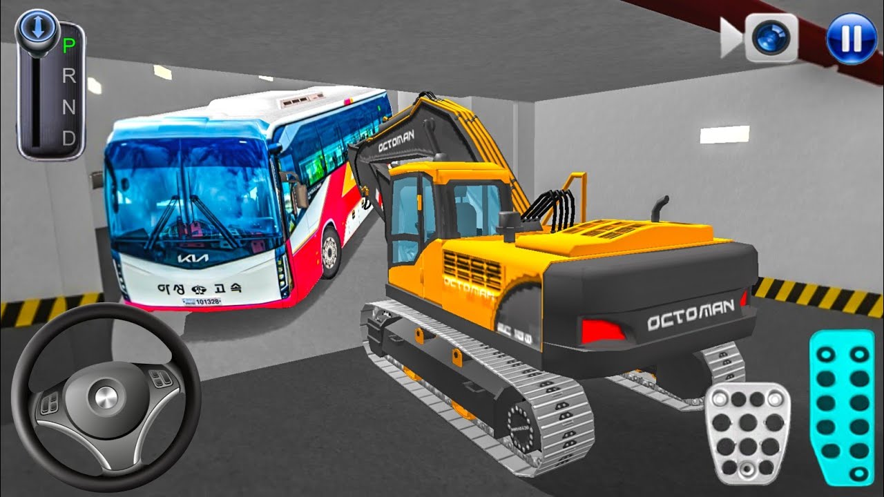 Luxury Private Bus Stuck in Parking With Heavy Excavator - 3D Driving Class   Car Parking Games 2026
