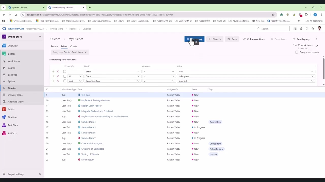Azure DevOps Boards – Query Grouping (AND vs OR Explained)