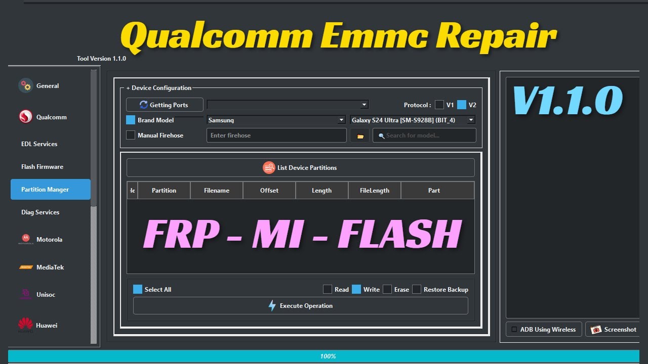 Qualcomm Phone Emmc Repair Tool v1.1 Partition Manager programmer MI Unlock tool
