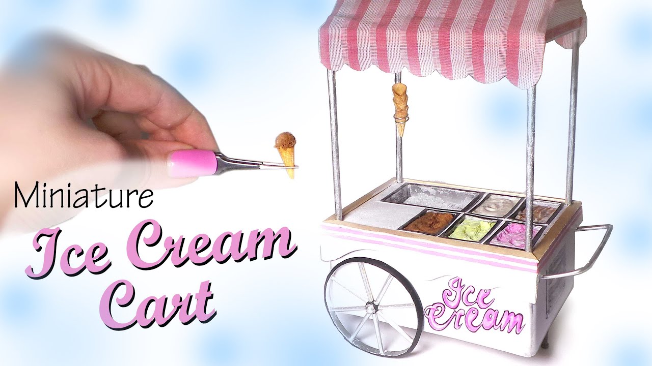 Miniature Ice Cream Cart Tutorial - Dolls/Dollhouse www.sugarcharmshop.dk