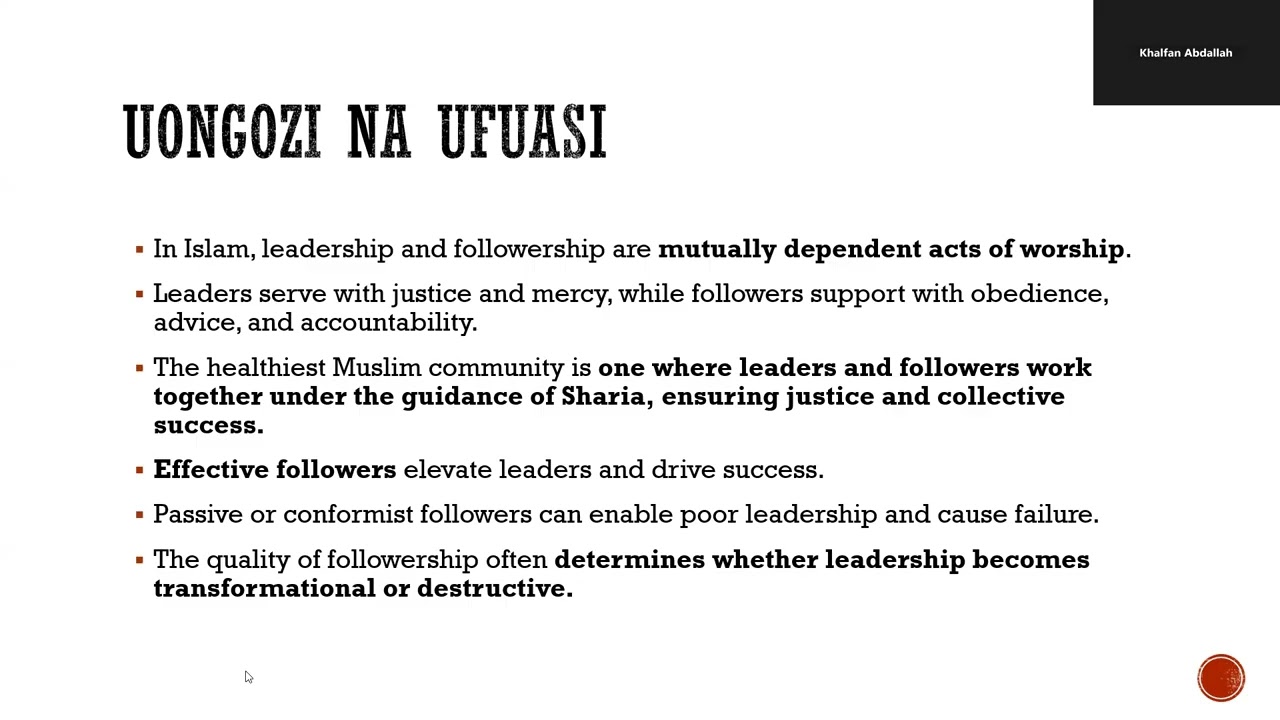 Mafunzo ya Uongozi: Uongozi na Ufuasi - 2