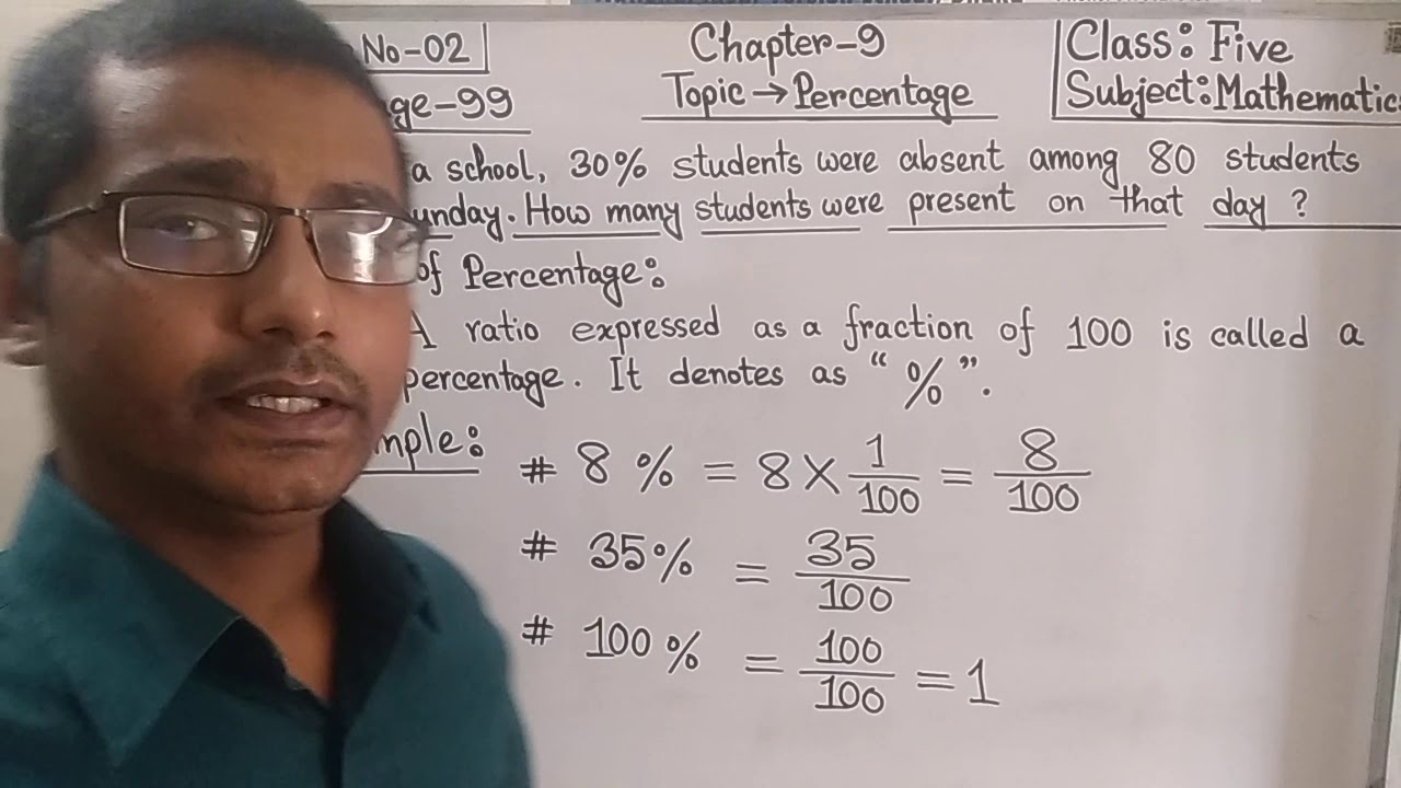 CLASS FIVE || MATHEMATICS || CHAPTER 9 (PERCENTAGE)