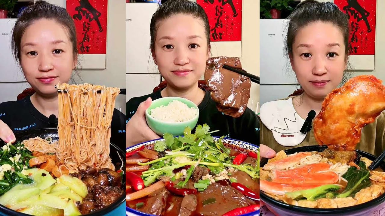 ASMR | Chinese Eating Noodles MUKBANG | 중국마라샹궈 먹방 | 麻辣향锅 | 달팽이국수와닭다리 먹방 | 중국전골/마라샹궈에밥 먹방 | 닭꼬치구이 먹방