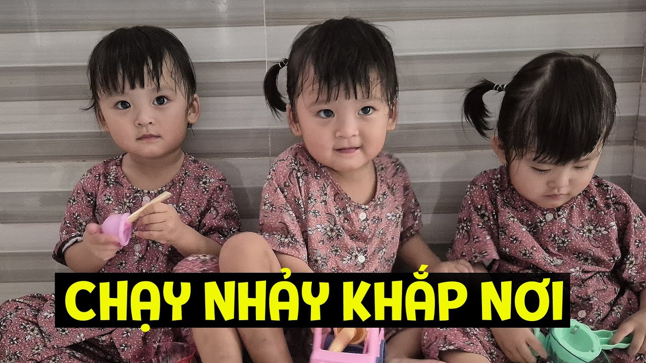 Ba bé sinh ba Mai Thùy Linh đã lớn khôn, chạy nhảy ca hát khắp sân nhà | TAM CÔ NƯƠNG
