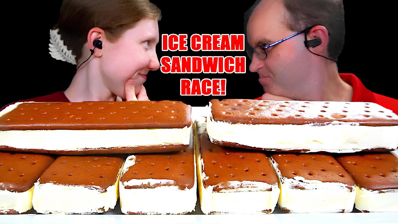 ASMR ICE CREAM SANDWICH RACE MUKBANG EATING SOUNDS