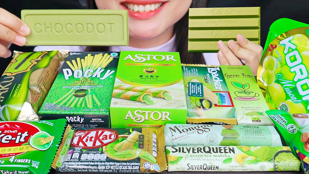 ASMR MATCHA GREEN TEA CONVENIENCE STORE 💚 SILVERQUEEN, POCKY, KITKAT, LOACKER, ASTOR, HAKU ICE CREAM