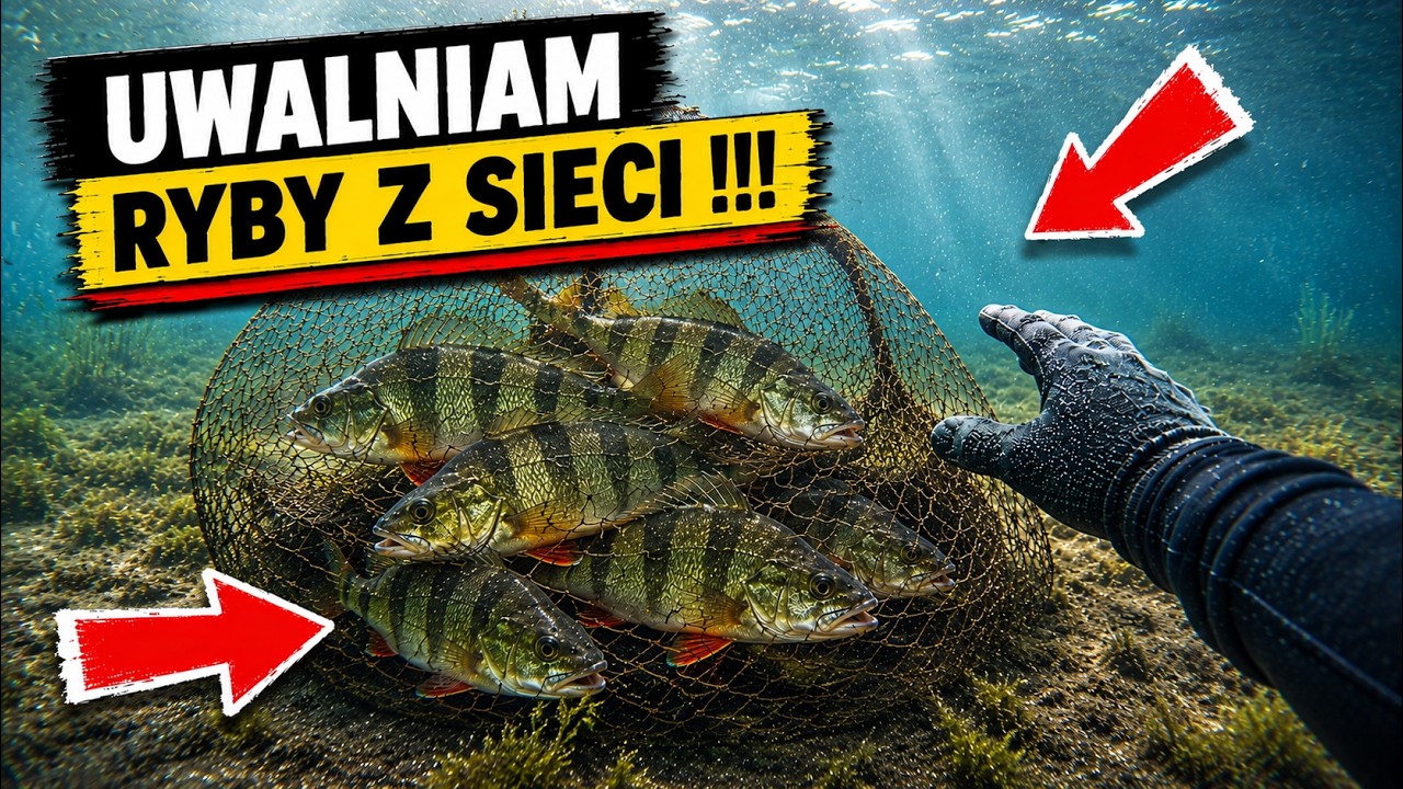NISZCZĘ SIECI KŁUSOWNICZE I UWALNIAM RYBY !!! NURKOWANIE