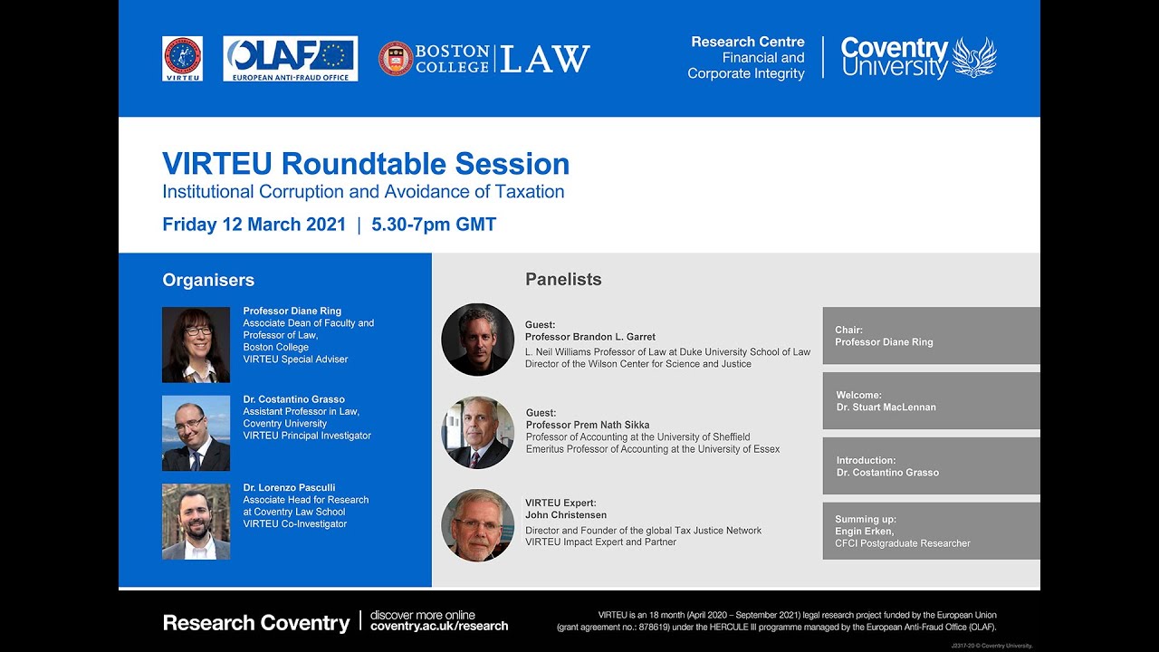 VIRTEU Roundtable Session 4: Institutional Corruption and Avoidance of Taxation