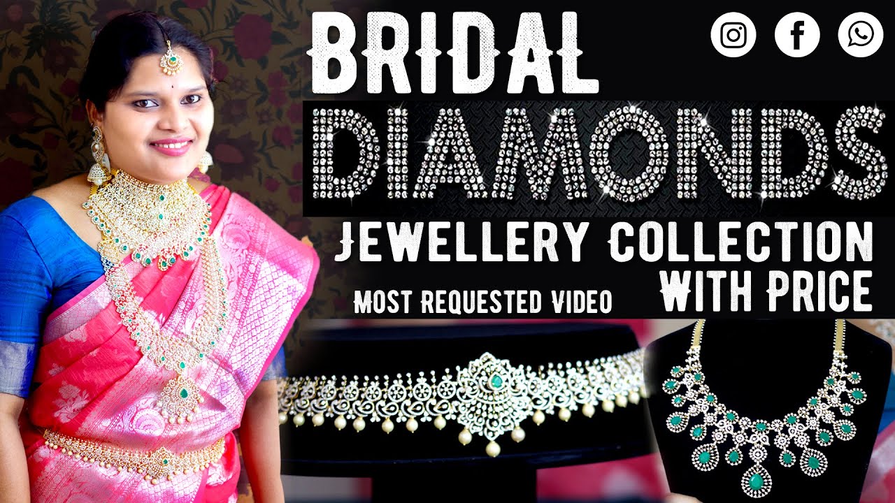 Bridal Diamond jewellery | Diamond Jewellery with price | Nathu & sons | necklace | earrings | TP