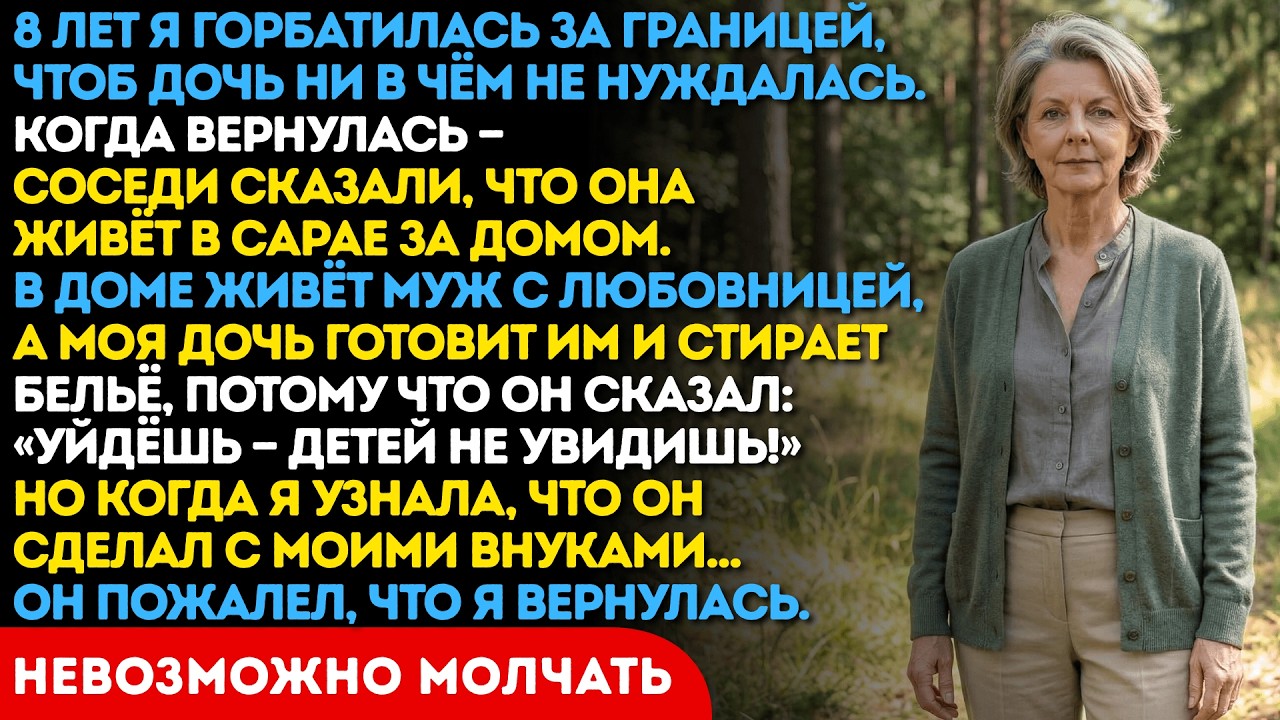 Я вернулась через 8 лет. Зять сделал из моей дочери рабыню в доме который я купила. То что я сделала
