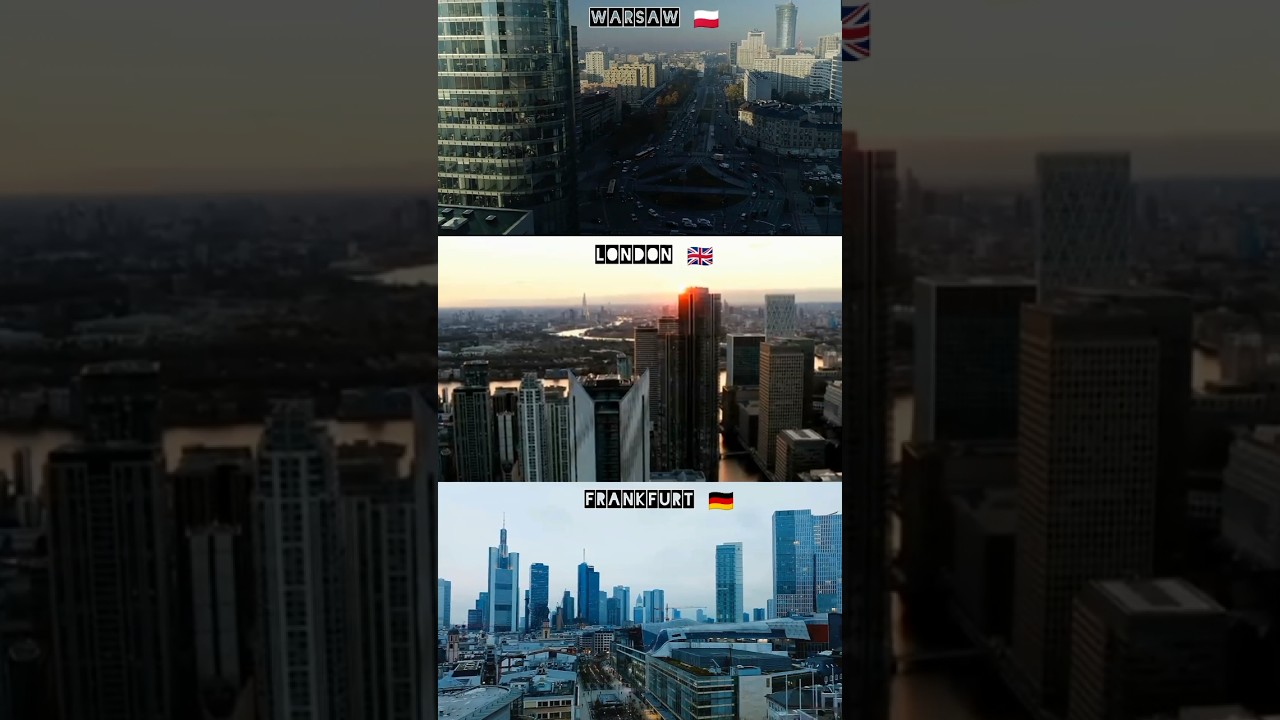 Warsaw 🇵🇱 vs london 🇬🇧 V's frankfurt 🇩🇪 #nightveiw #drone #asiancities #skyscraper #developedcities