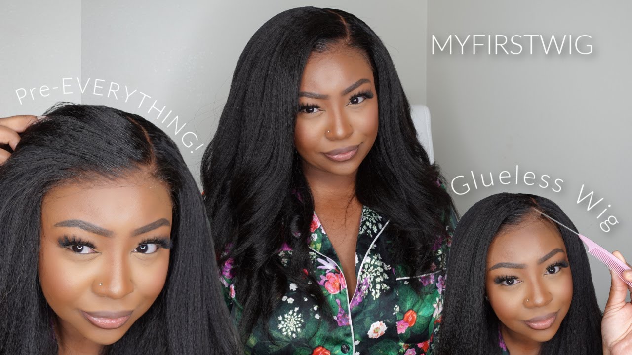 MYFIRSTWIG GLUE-LESS SIDE PART KINKY STRAIGHT LACE WIG INSTALL