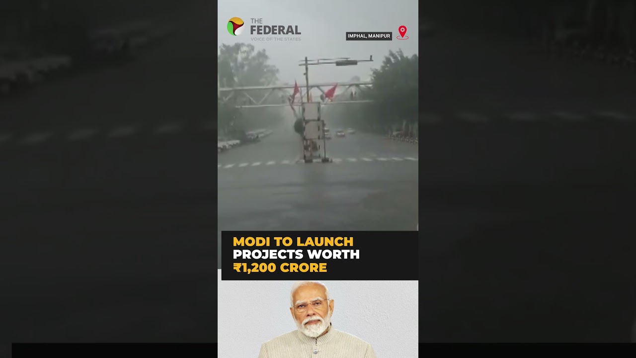 Heavy rains lash Imphal ahead of PM Modi&rsquo;s visit | #shorts