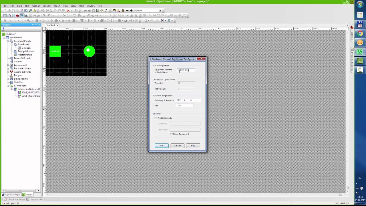 How to connect VijeoDesigner simulator to SoMachine