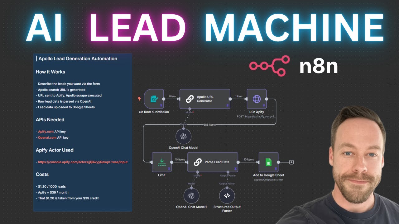 Build an AI Lead Generation Machine (n8n + Apify + Apollo)