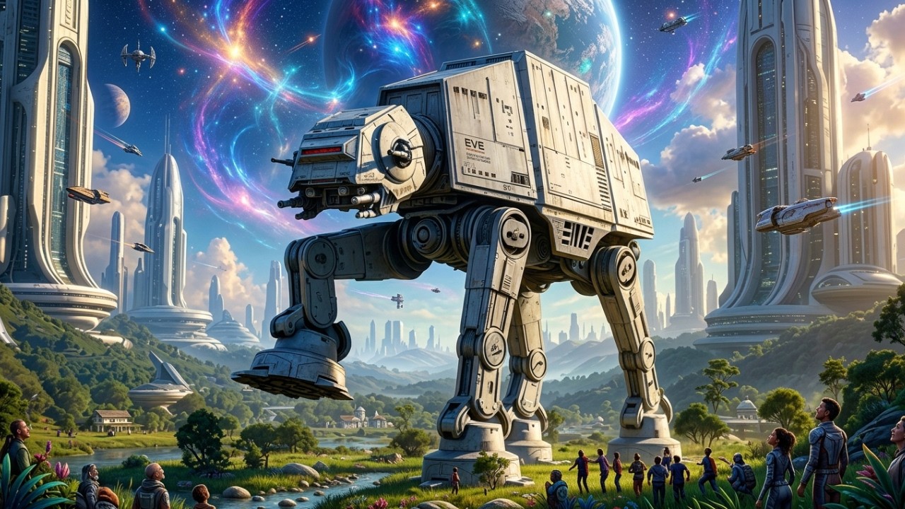 Star Wars Style Futuristic City | Speeders, Droids & Starships 4K | Ambient Music